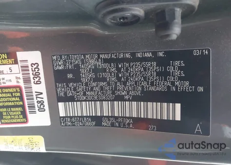 2014 Toyota Sienna Xle 7 Passenger from USA, damaged, VIN 5TDDK3DC9ES083207